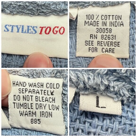 Vintage Blue Textured Cotton Knit Jacket Large - Picture 3 of 9